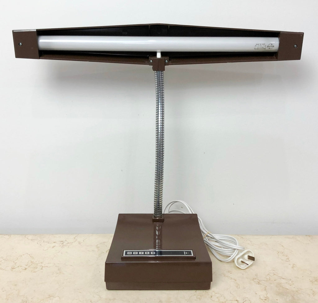 Vintage NORAX Retro Brown Bakelite Gooseneck Desk Lamp | eXibit collection
