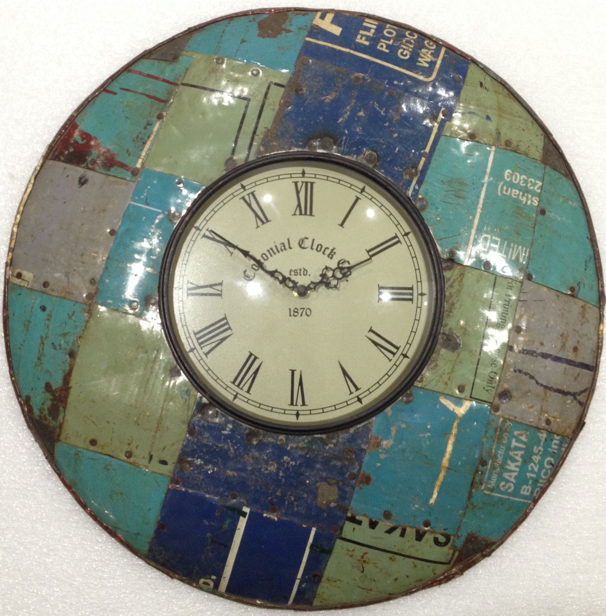 Vintage RUSTIC Industrial Round Metal Wall Clock | eXibit collection