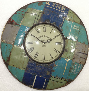 Vintage RUSTIC Industrial Round Metal Wall Clock | eXibit collection