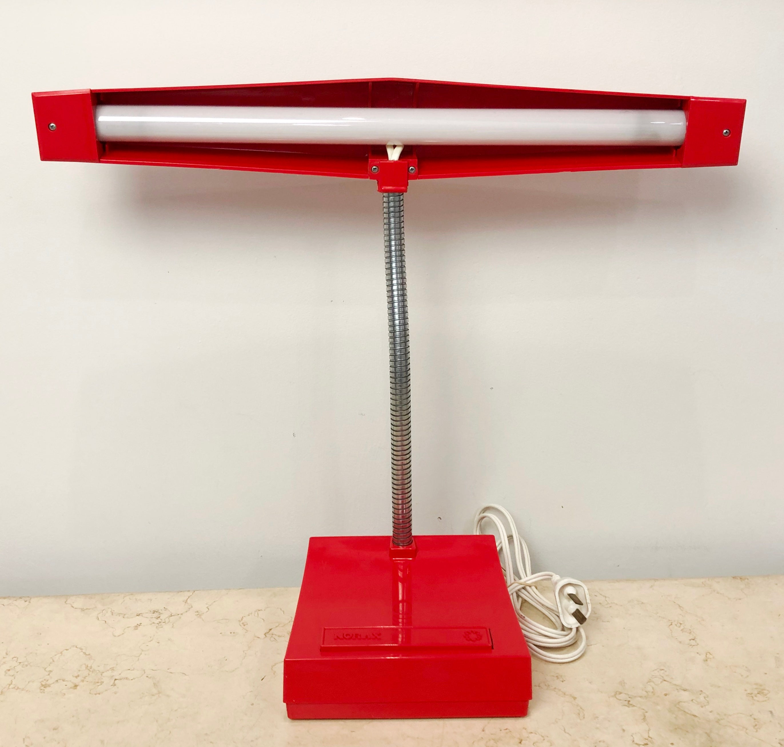 Vintage NORAX Retro RED Bakelite Gooseneck Desk Lamp | eXibit collection