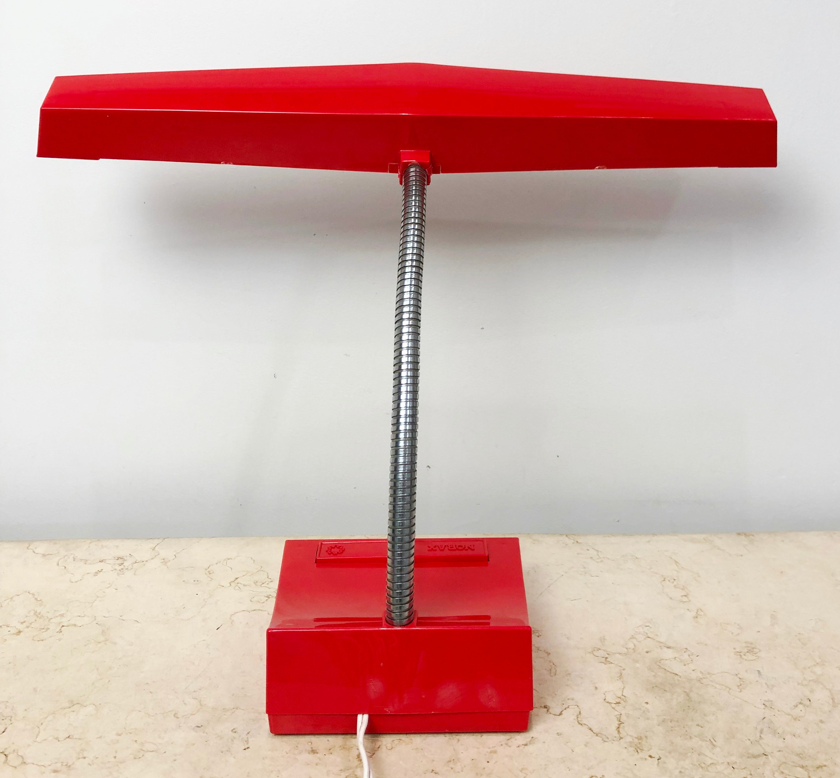 Vintage NORAX Retro RED Bakelite Gooseneck Desk Lamp | eXibit collection