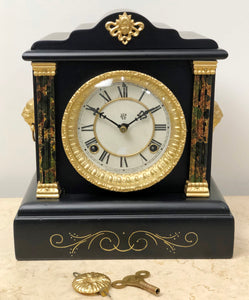 Antique Waterbury Bell & Hammer on Coil Chime Mantel Clock | eXibit collection