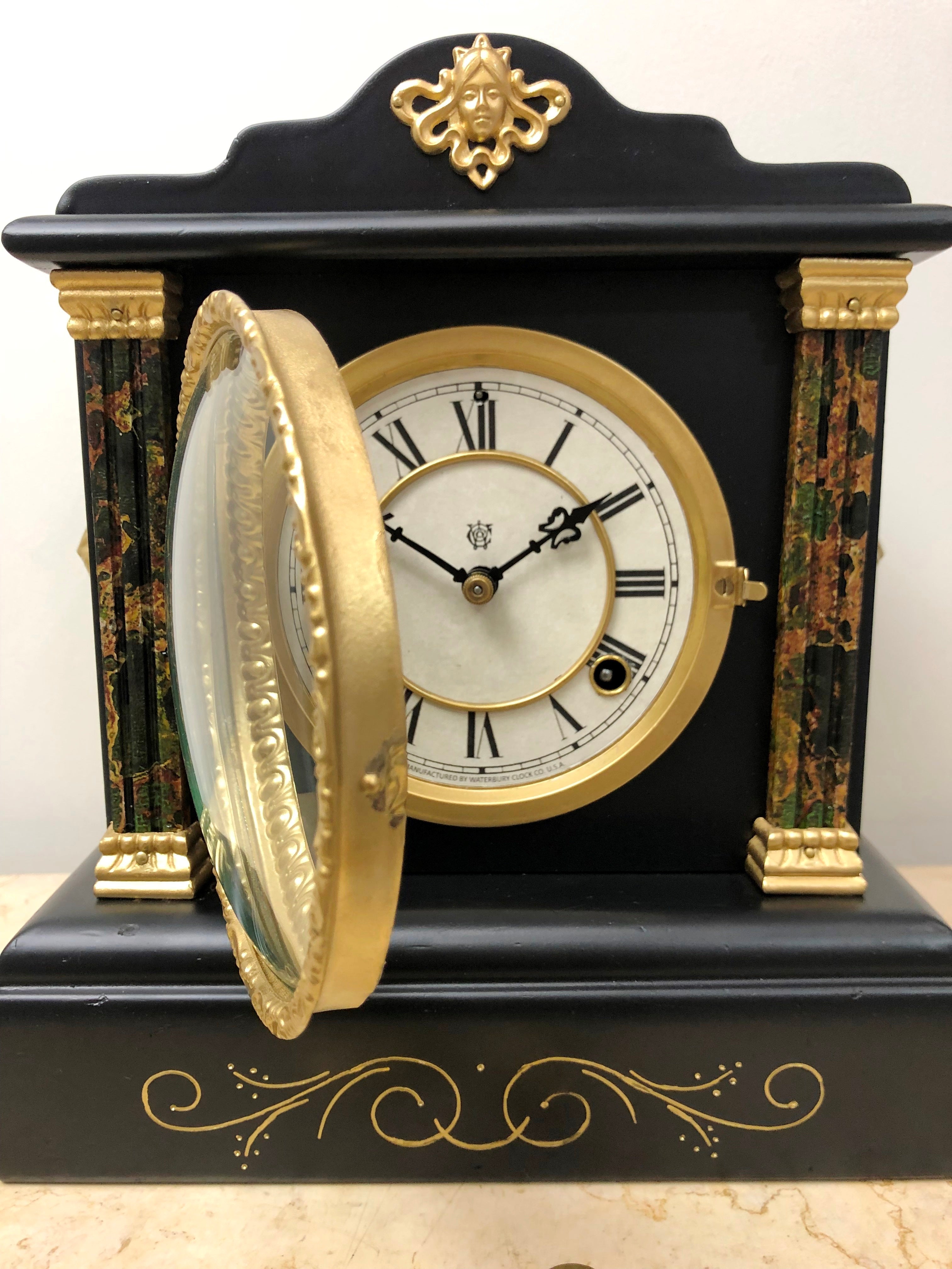 Antique Waterbury Bell & Hammer on Coil Chime Mantel Clock | eXibit collection