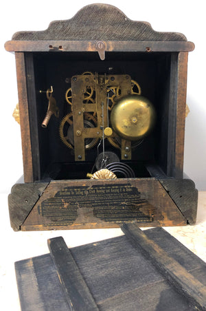 Antique Waterbury Bell & Hammer on Coil Chime Mantel Clock | eXibit collection