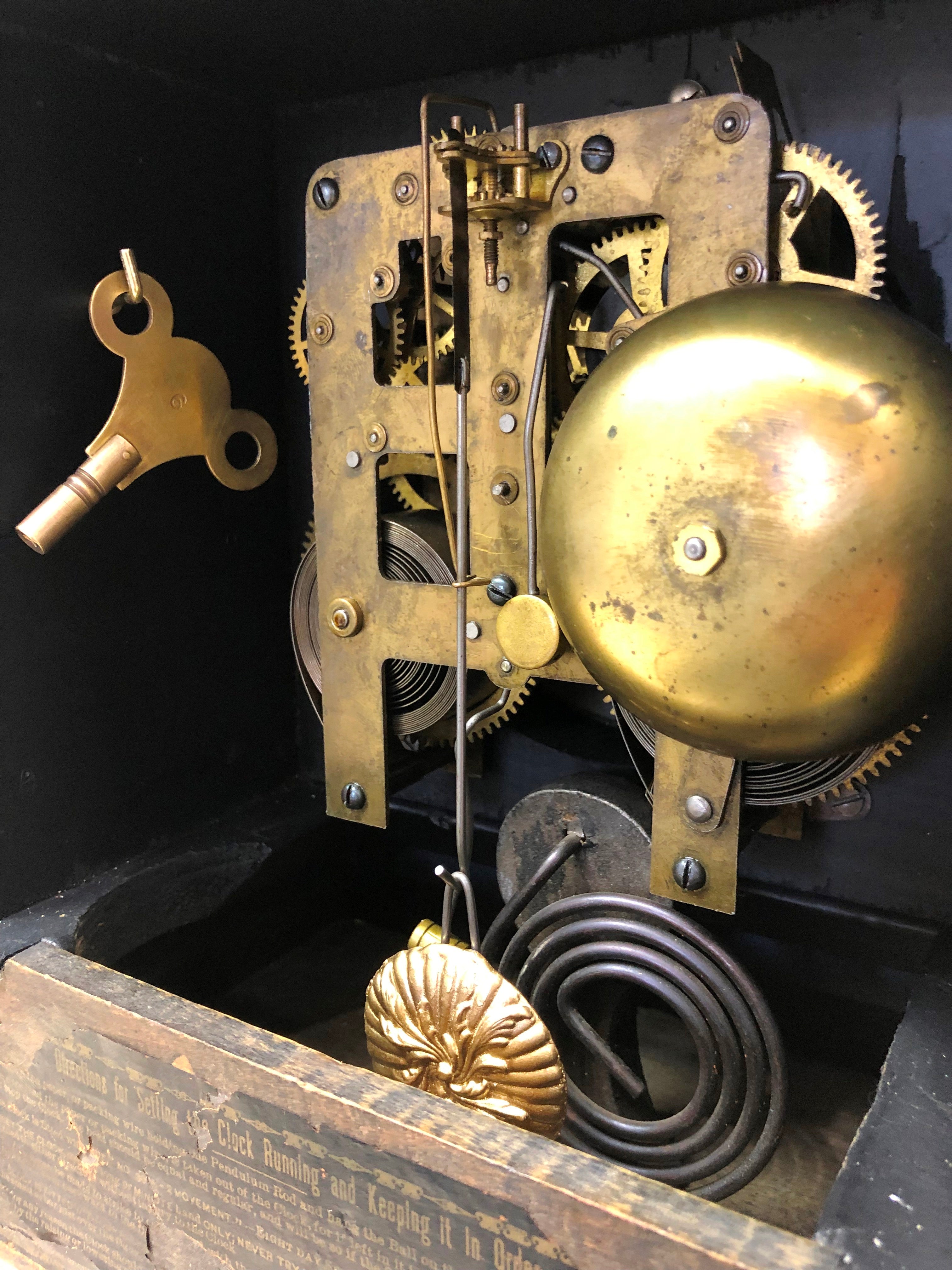 Antique Waterbury Bell & Hammer on Coil Chime Mantel Clock | eXibit collection