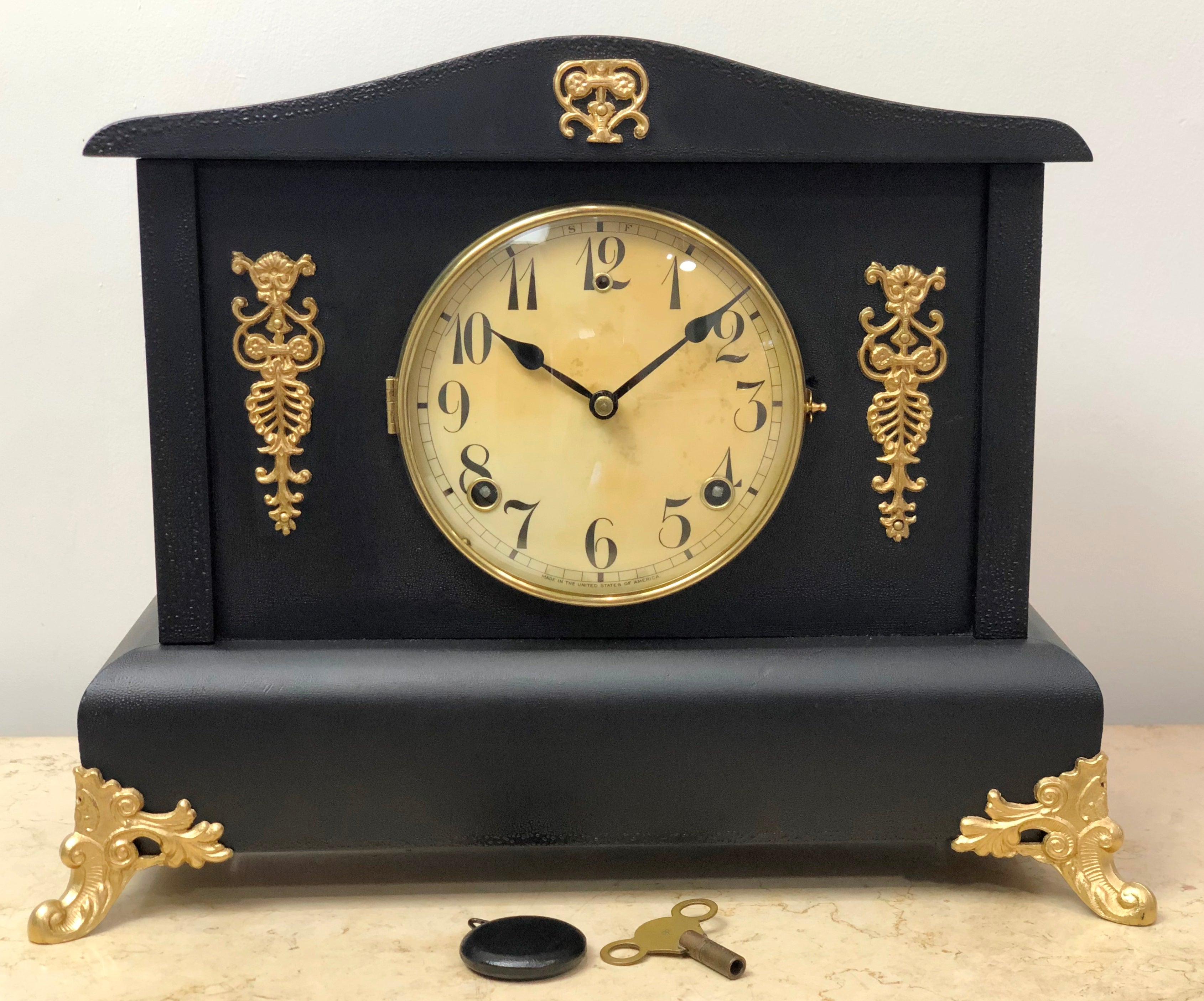 Antique Gilbert Bell & Hammer Chime Mantel Clock | eXibit collection