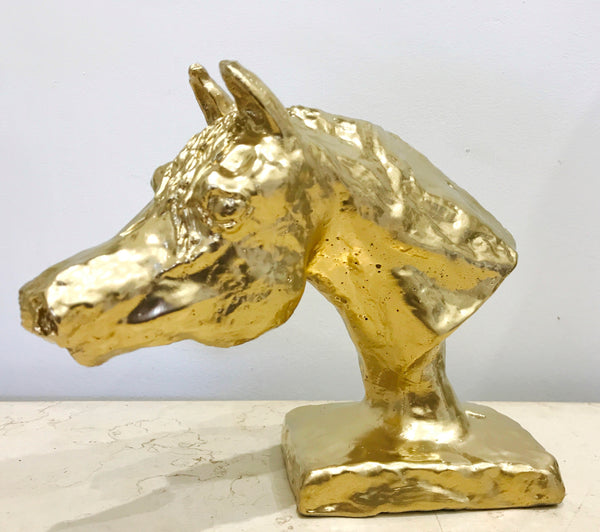 Gold Horse Head Sculpture