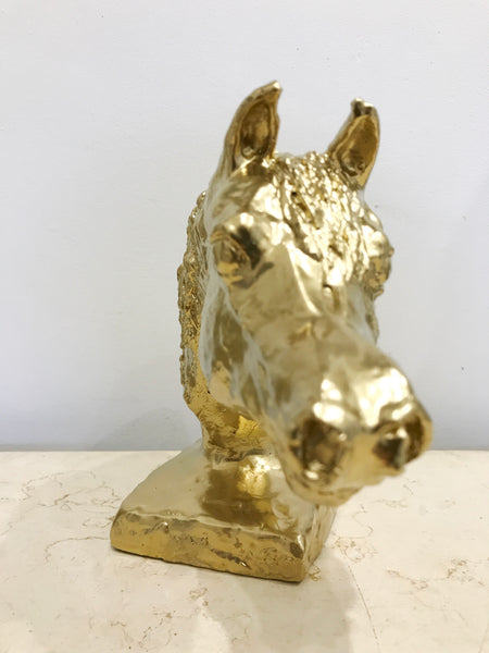 Gold Horse Head Sculpture