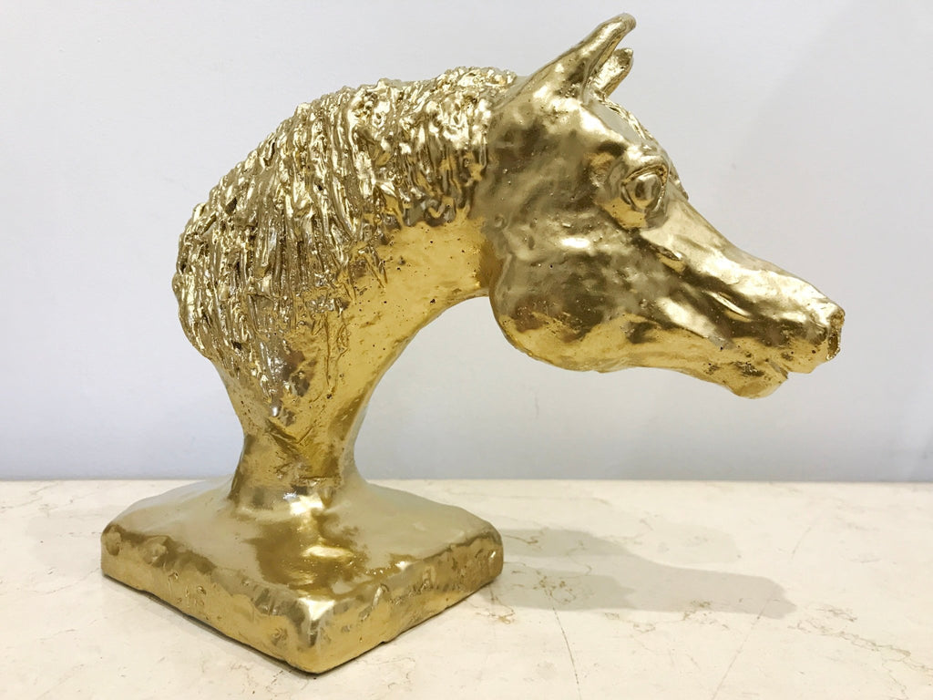 Gold Horse Head Sculpture | Adelaide Clocks