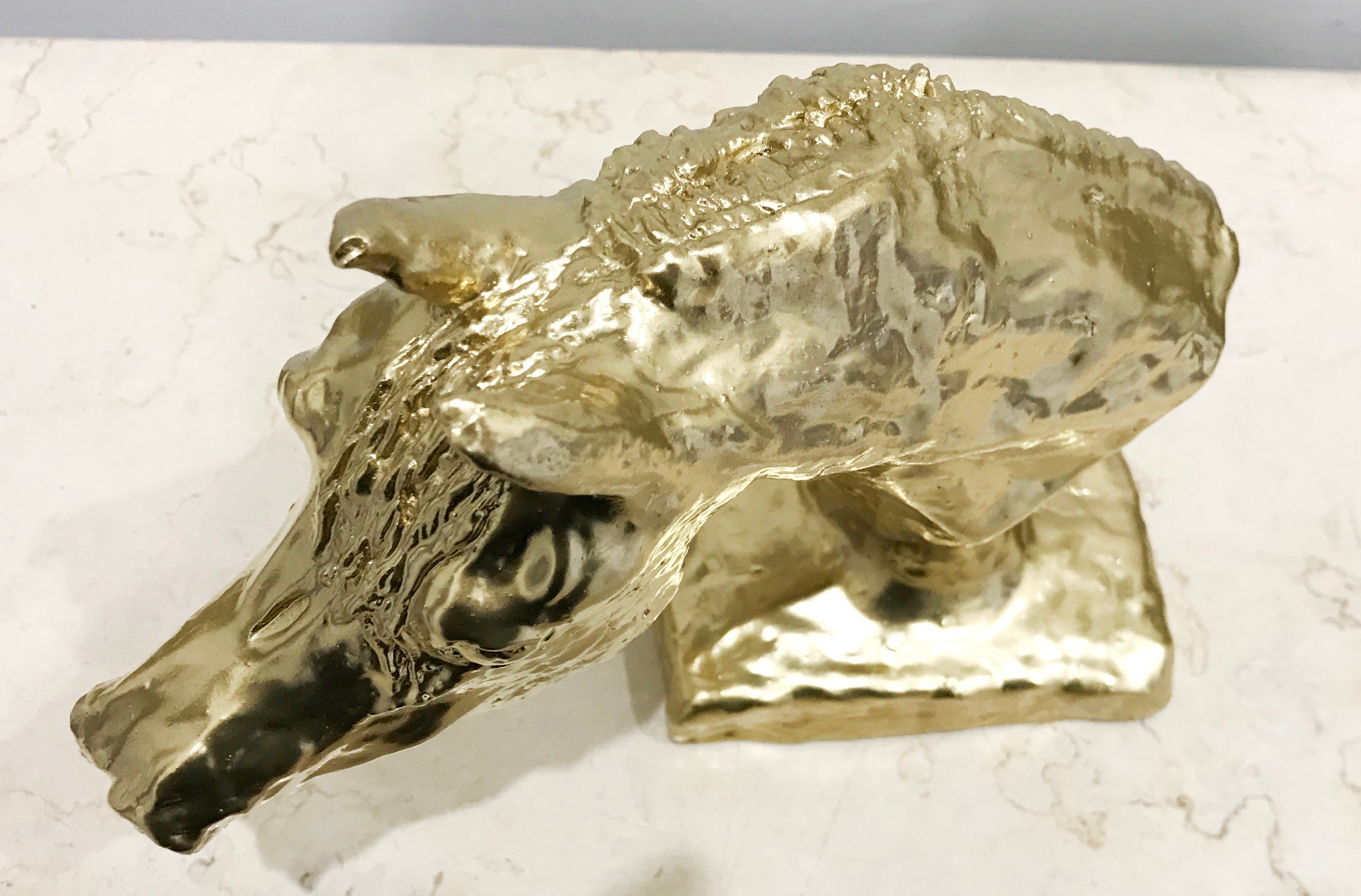 Gold Horse Head Sculpture