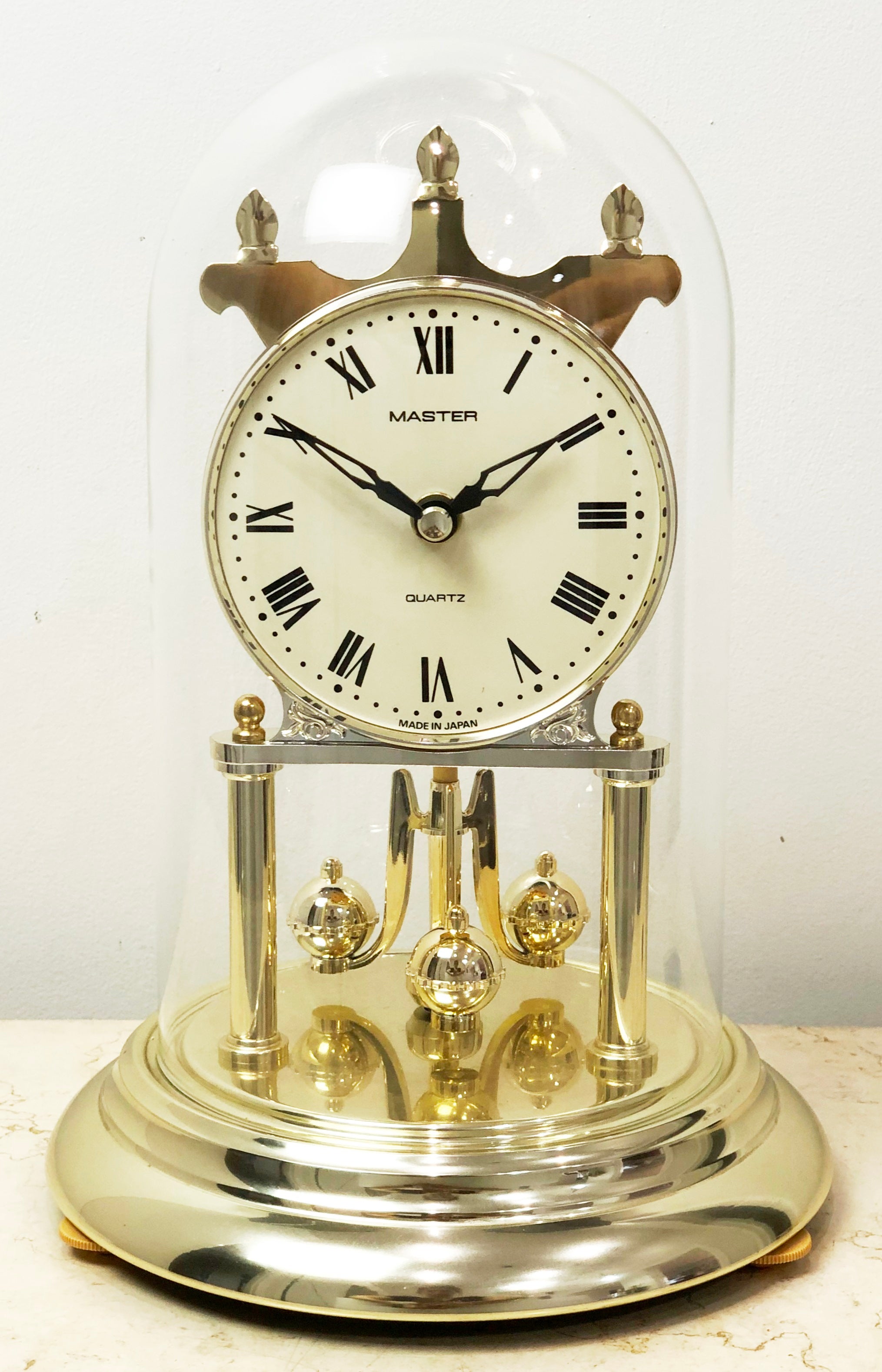 Vintage Master Quartz Japan Glass Dome Mantel Clock | eXibit collection