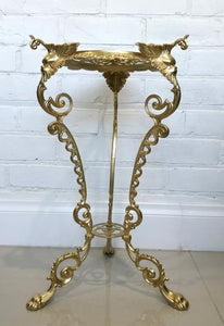 Antique Jardiniere Ornate Griffin Brass Plant Stand Table | eXibit collection