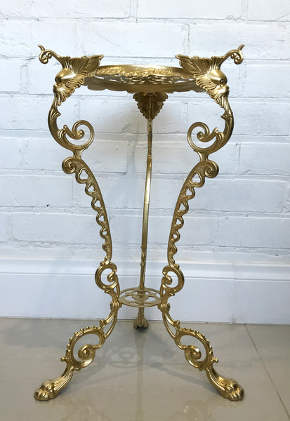 Antique Jardiniere Ornate Griffin Brass Plant Stand Table | eXibit collection