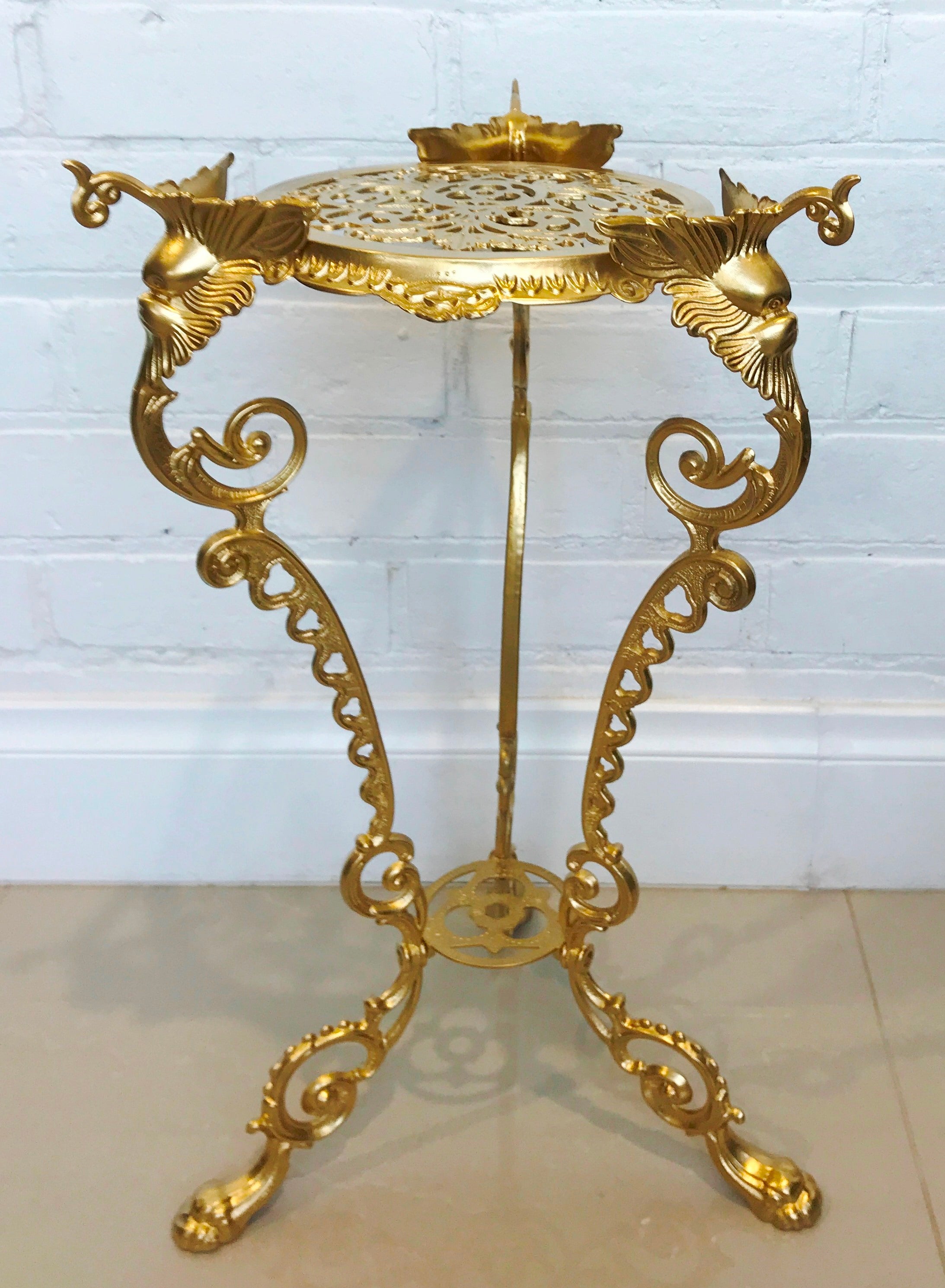 Antique Jardiniere Ornate Brass Plant Stand Table | eXibit collection