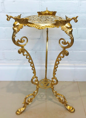 Antique Jardiniere Ornate Brass Plant Stand Table | eXibit collection