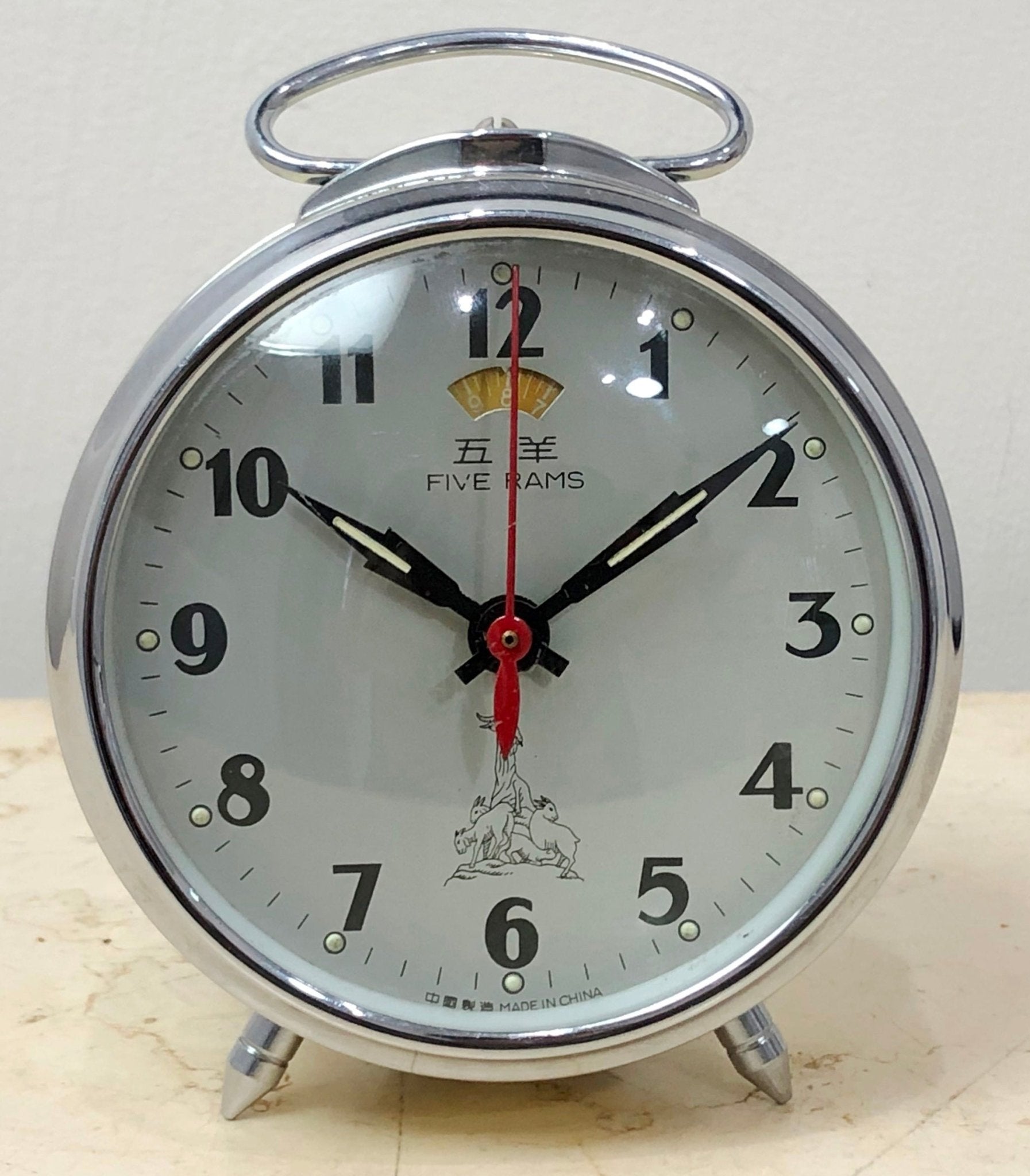 Five Rams Clock Vintage Five Rams China Alarm Desk Clock | Adelaide Clocks