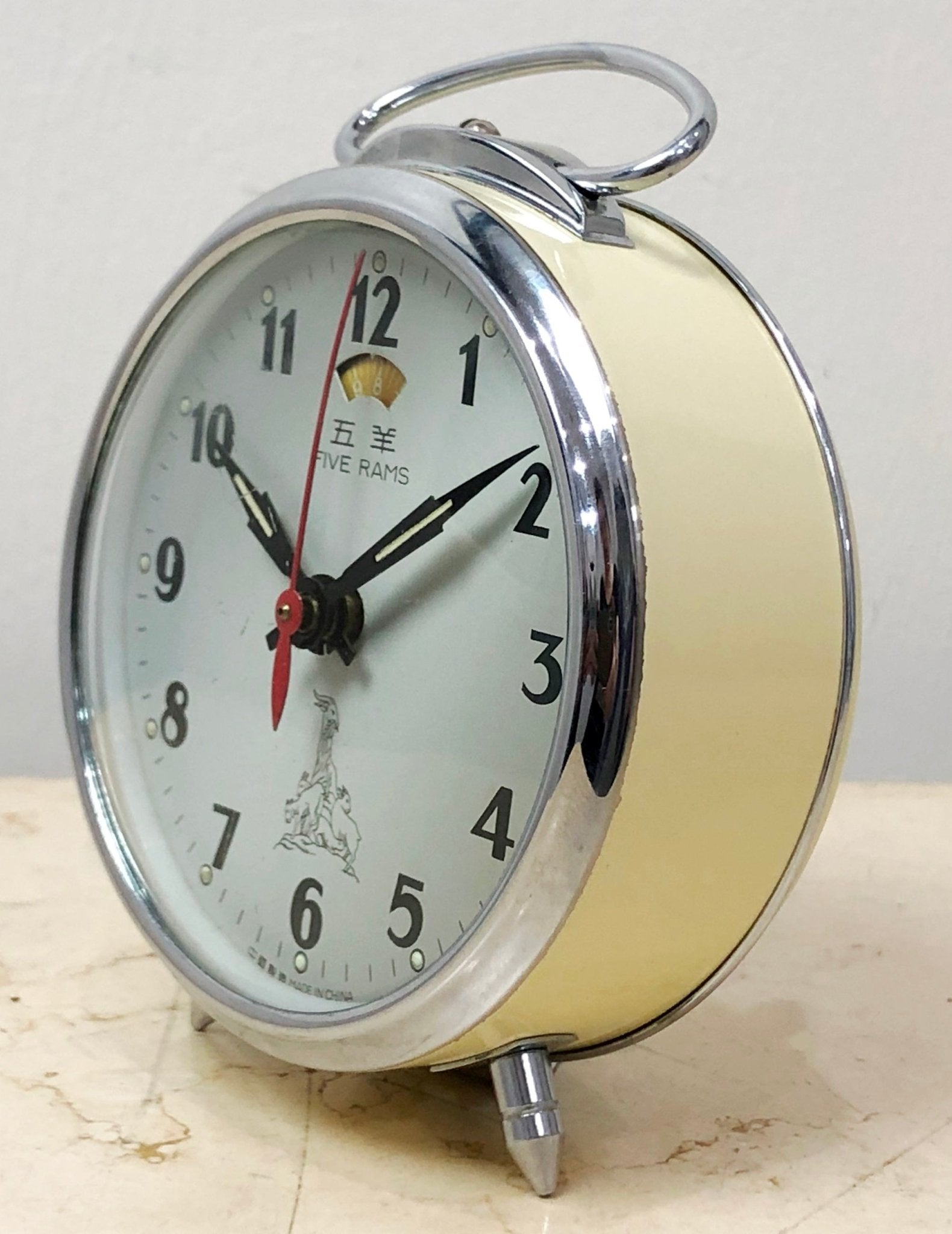 Five Rams Clock Vintage Five Rams China Alarm Desk Clock | Adelaide Clocks