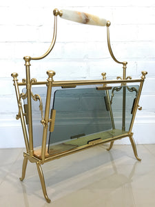 Vintage Brass and Marble Magazine Rack | eXibit collection