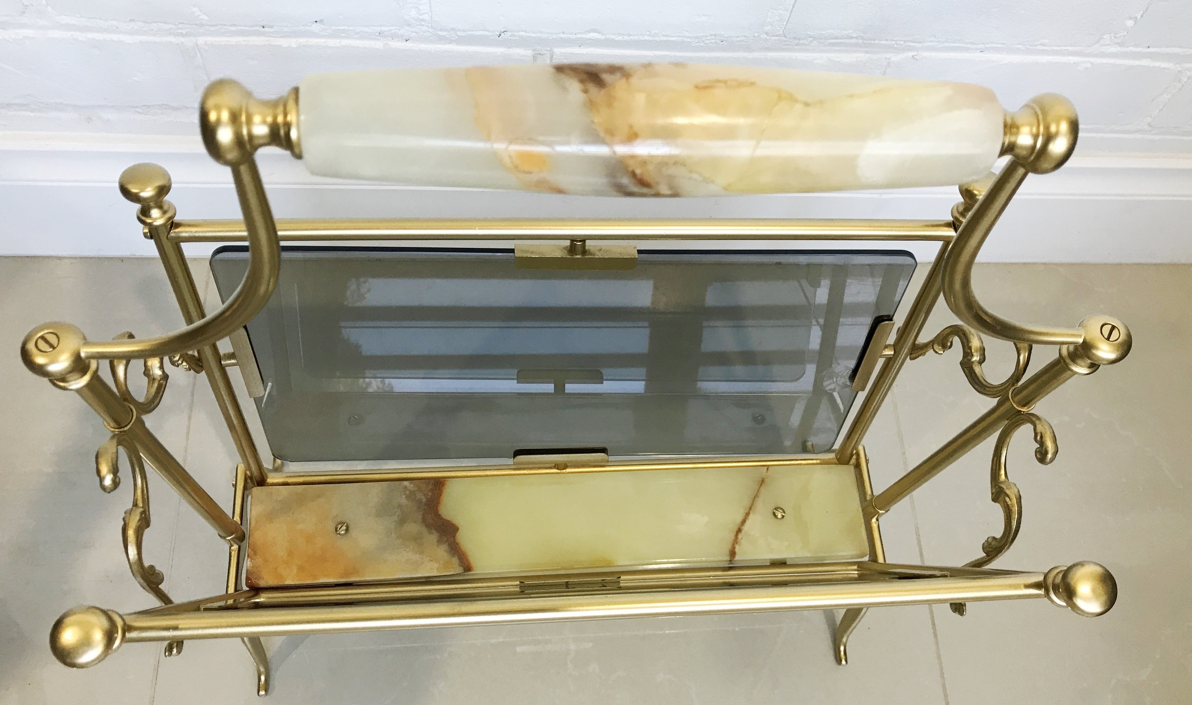 Vintage Brass and Marble Magazine Rack | eXibit collection