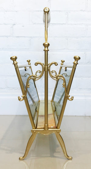 Vintage Brass and Marble Magazine Rack | eXibit collection