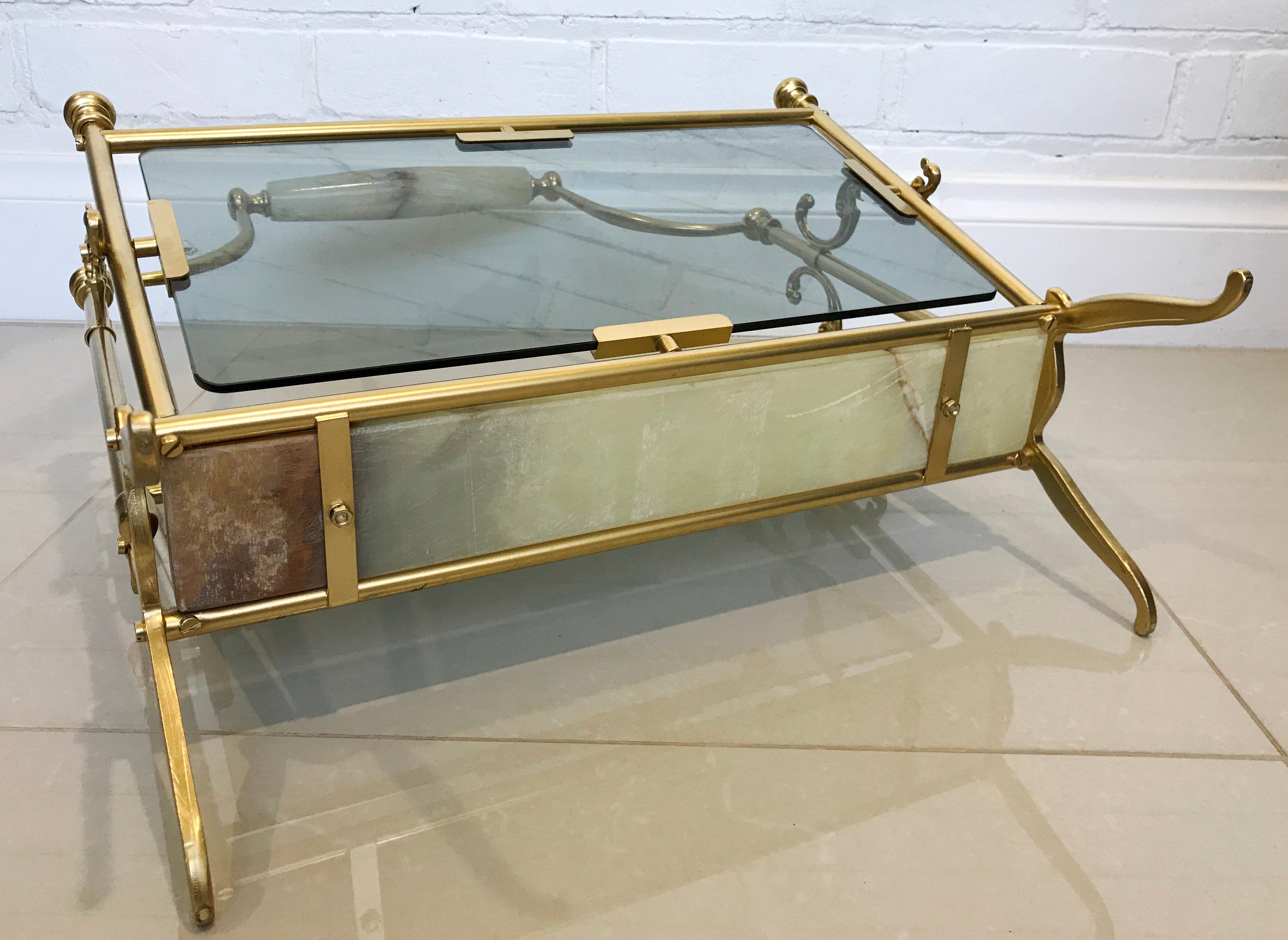 Vintage Brass and Marble Magazine Rack | eXibit collection