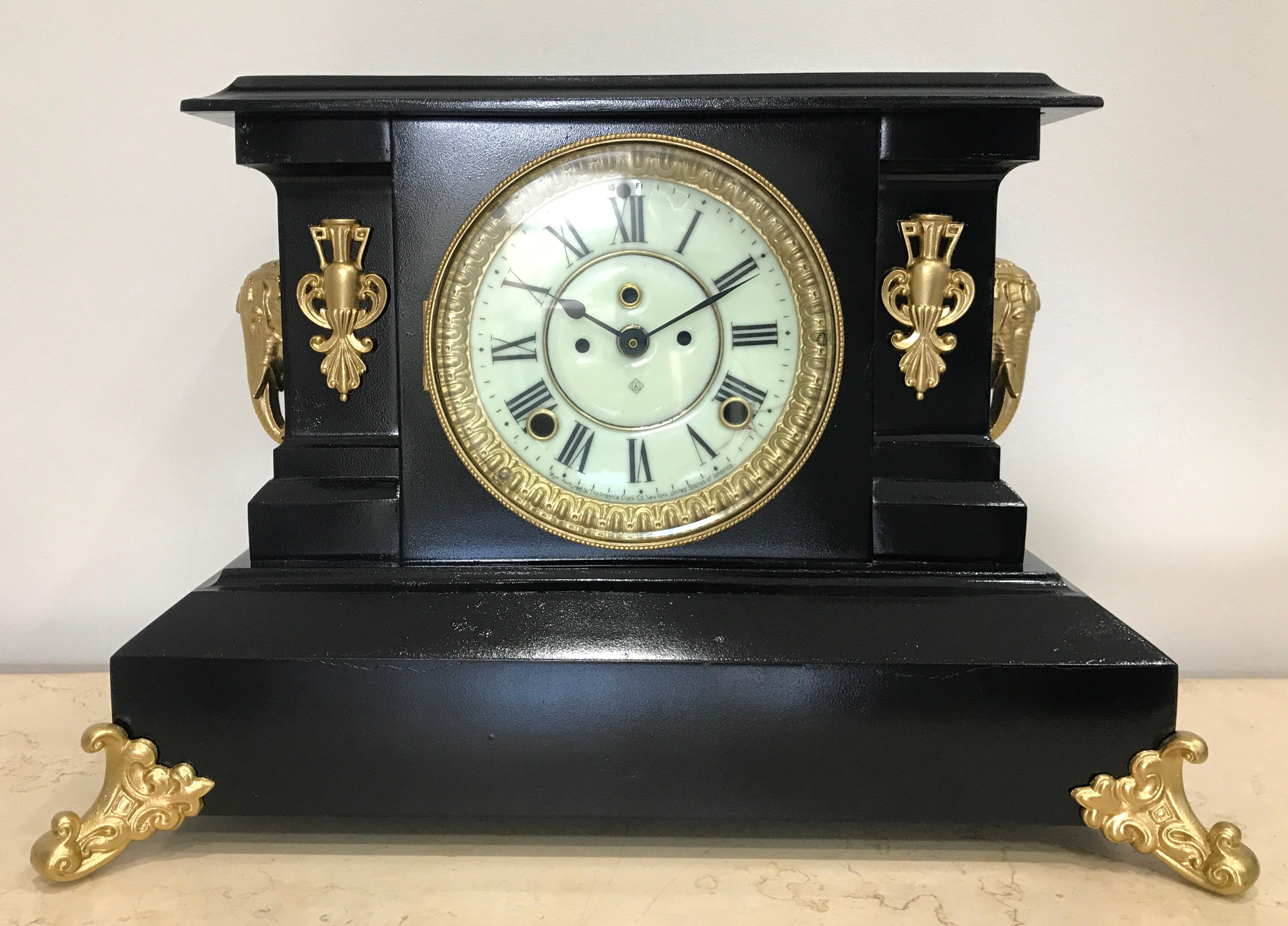 Antique ANSONIA Cast Iron Mantel Clock | eXibit collection