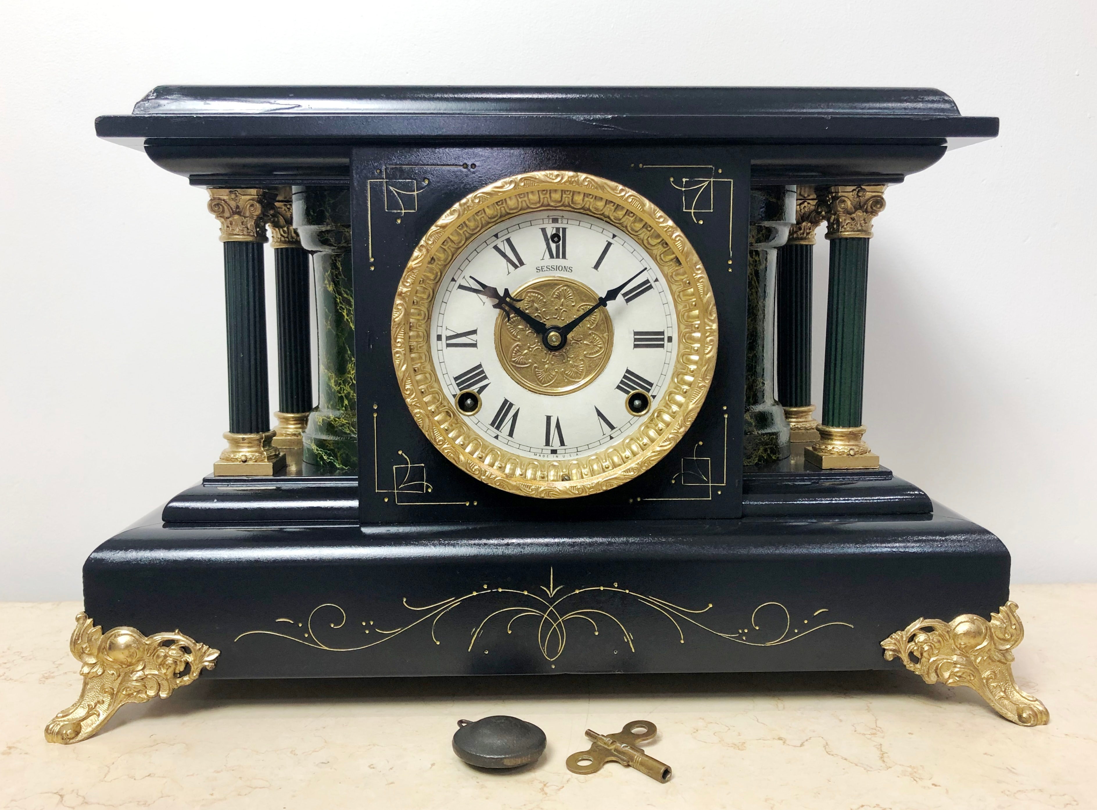 Original Antique Sessions USA Mantel Clock | eXibit collection