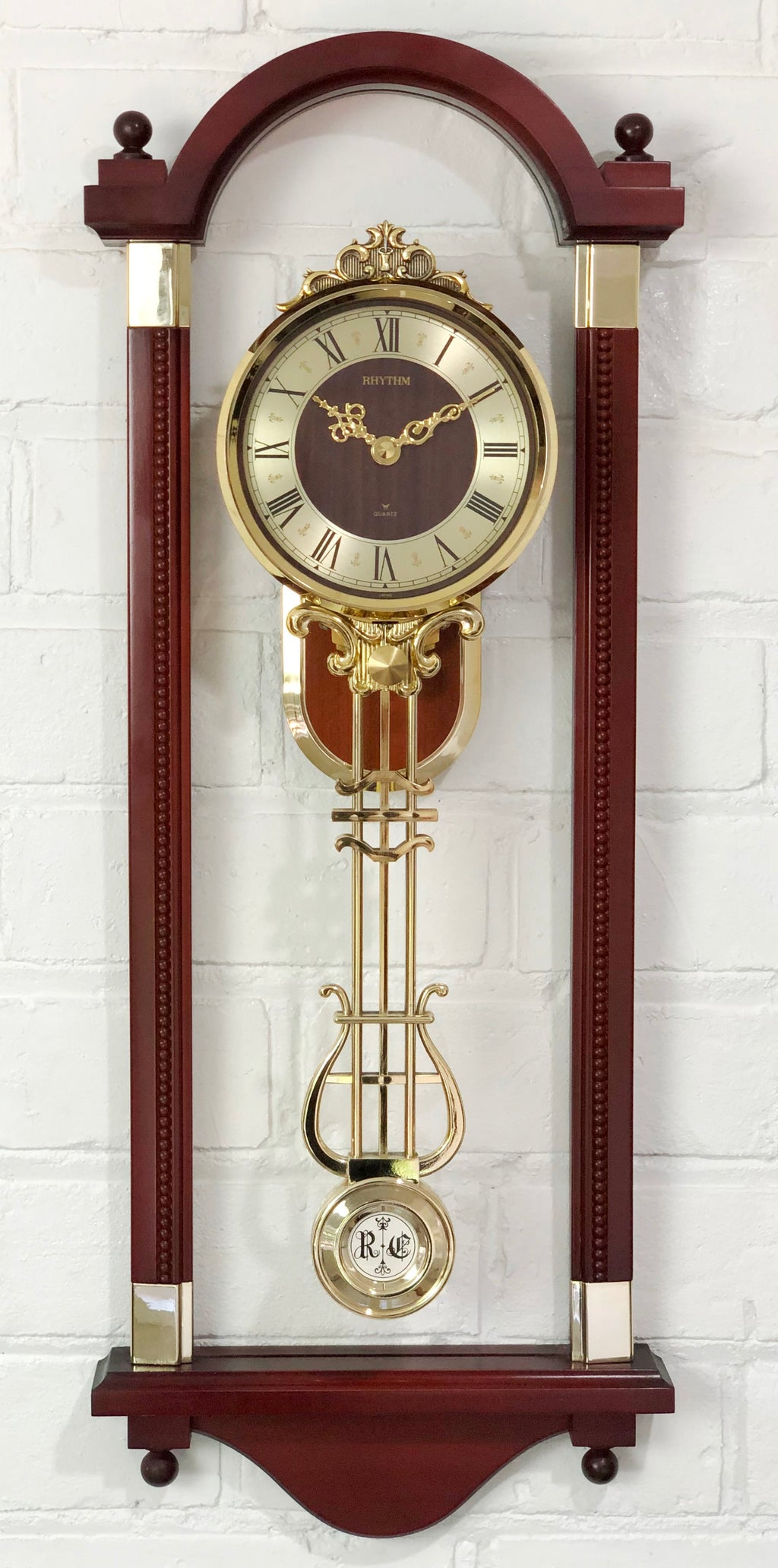 Vintage Style RHYTHM Pendulum Swing Silent Wall Clock | eXibit collection