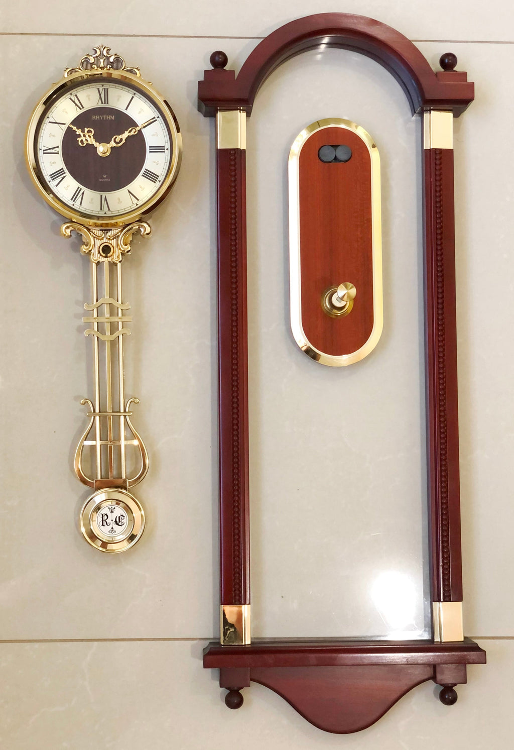 Vintage Style RHYTHM Pendulum Swing Silent Wall Clock | eXibit collection