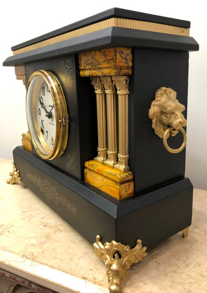 Antique Ingraham Bell and Hammer Chime Mantel Clock  | eXibit collection