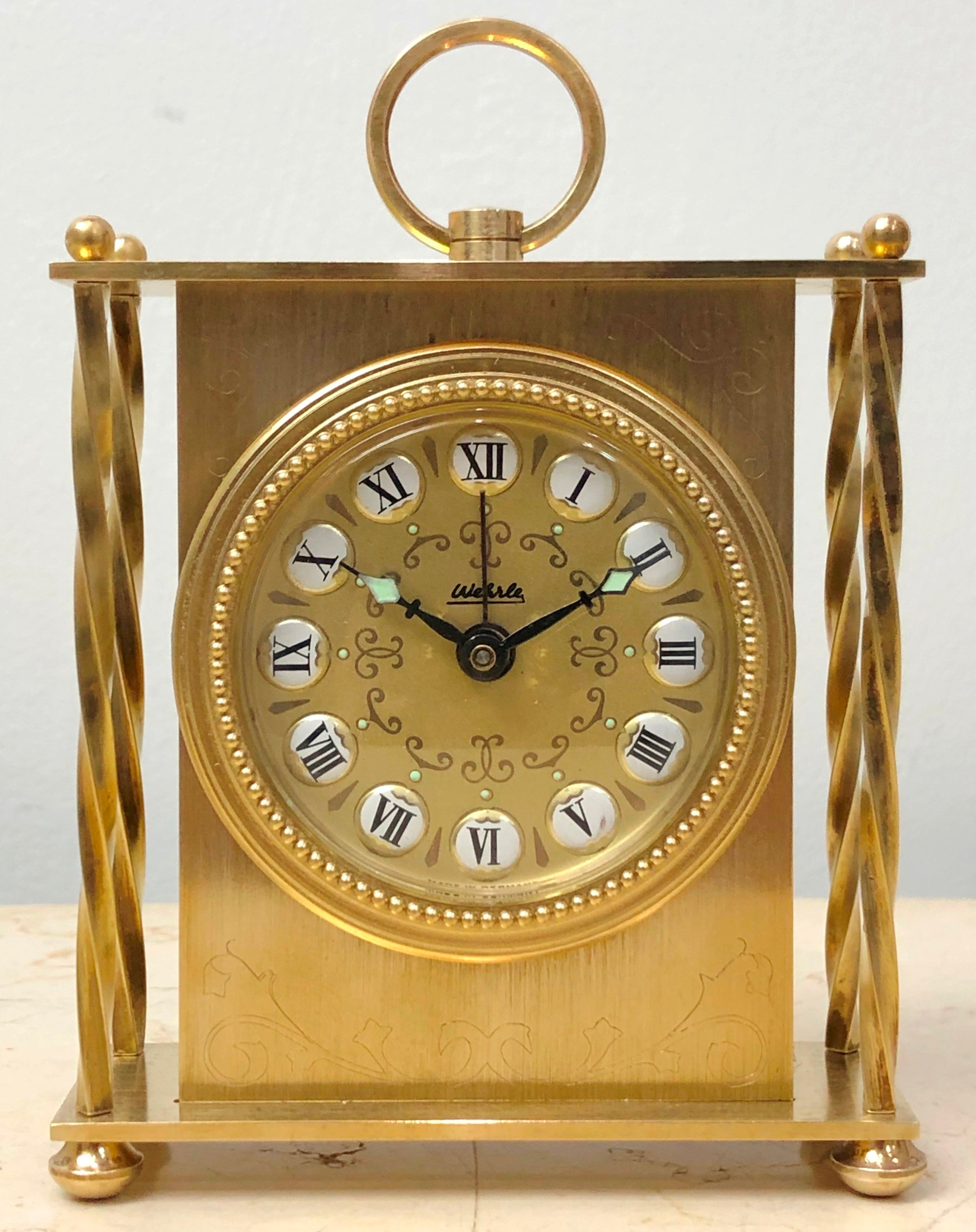 Vintage Brass WEHRLE German Alarm Desk Clock | eXibit collection