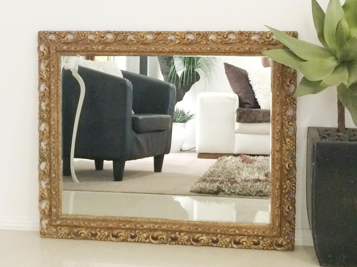 Antique Ornate Gold Wall Hanging Rectangle Mirror | eXibit collection