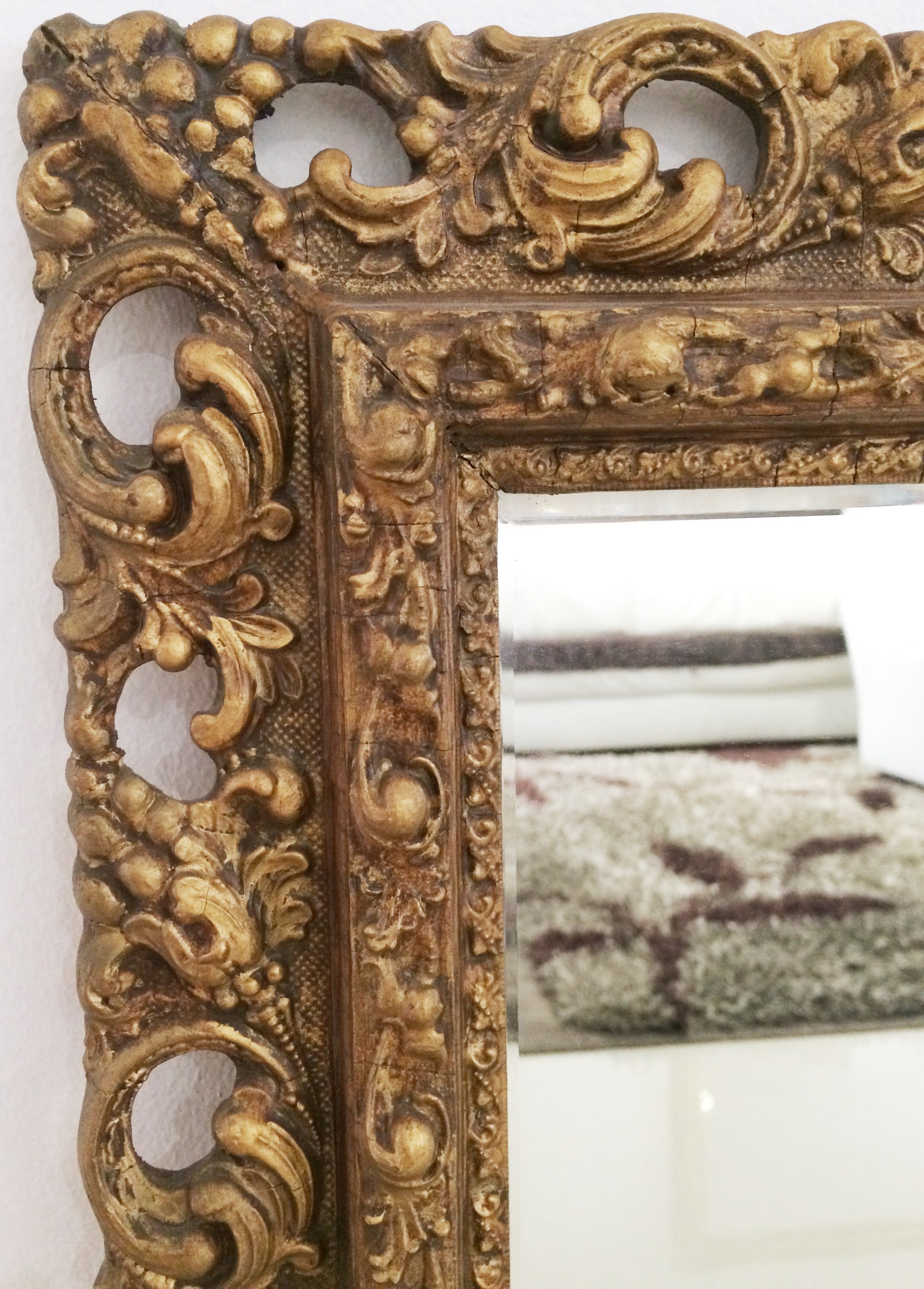 Antique Ornate Gold Wall Hanging Rectangle Mirror | eXibit collection