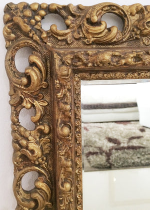 Antique Ornate Gold Wall Hanging Rectangle Mirror | eXibit collection
