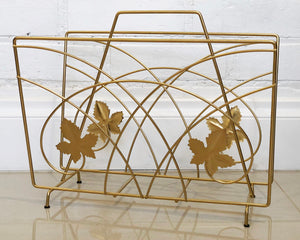 Vintage Gold Metal Ornate Magazine Rack | eXibit collection