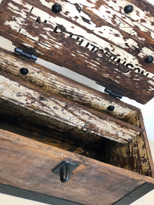 Antique Wooden HUTCHINSON Carpenters Tool Box | eXibit collection
