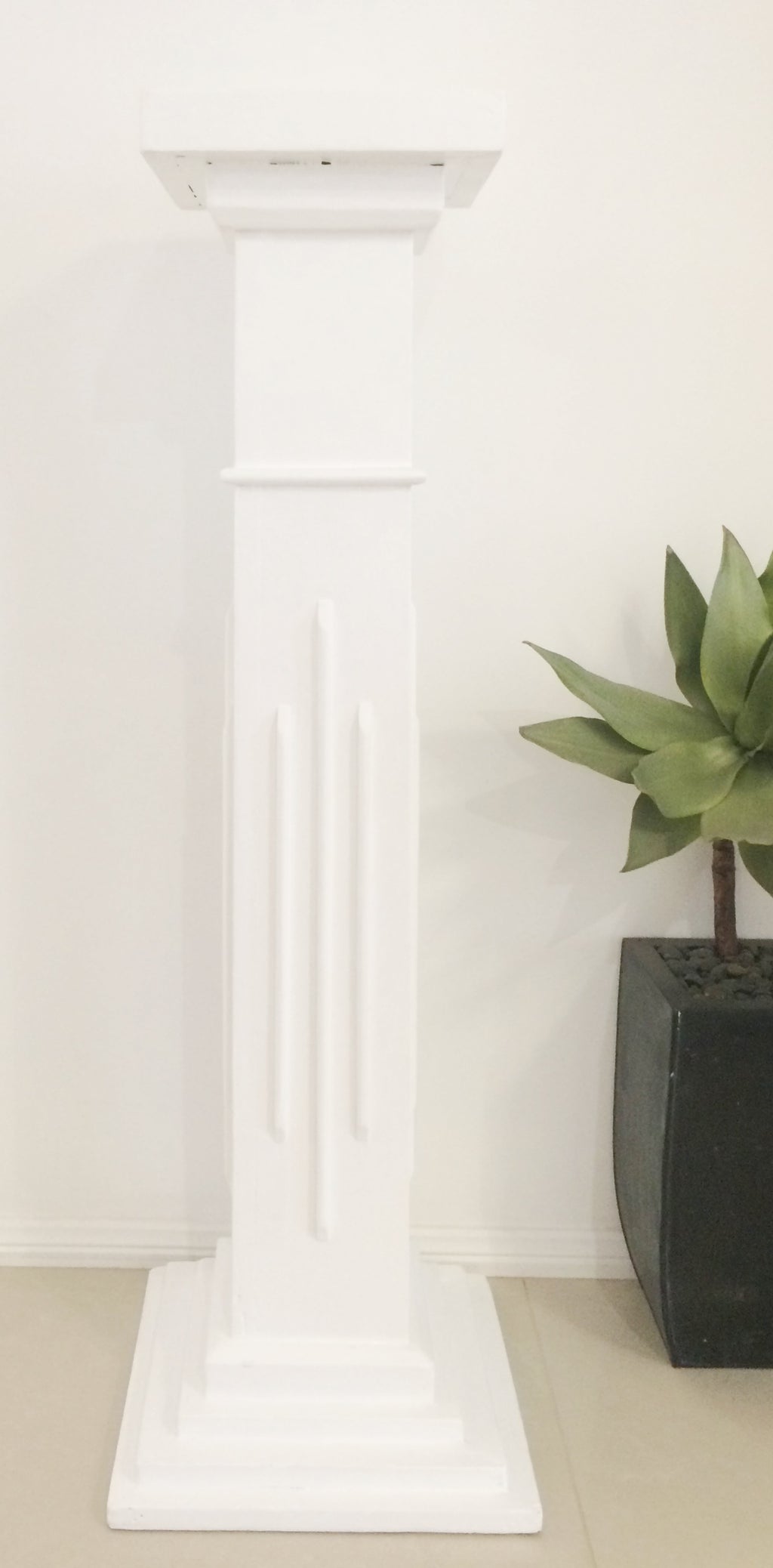 VINTAGE Wooden White Pedestal Stand  | eXibit collection