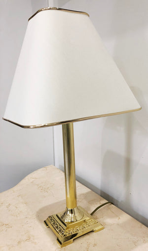 Pedestal Column Style White & Gold Table Lamp | eXibit collection