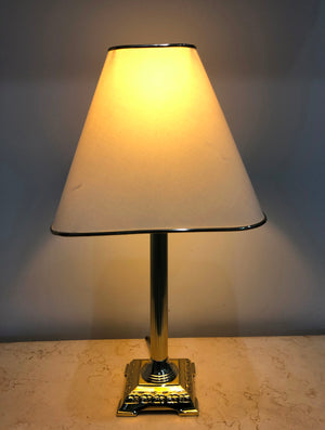 Pedestal Column Style White & Gold Table Lamp | eXibit collection