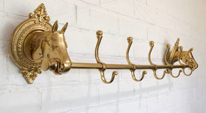 Vintage BRASS Horse Head Wall Hanging Coat/Hat Rack | eXibit collection