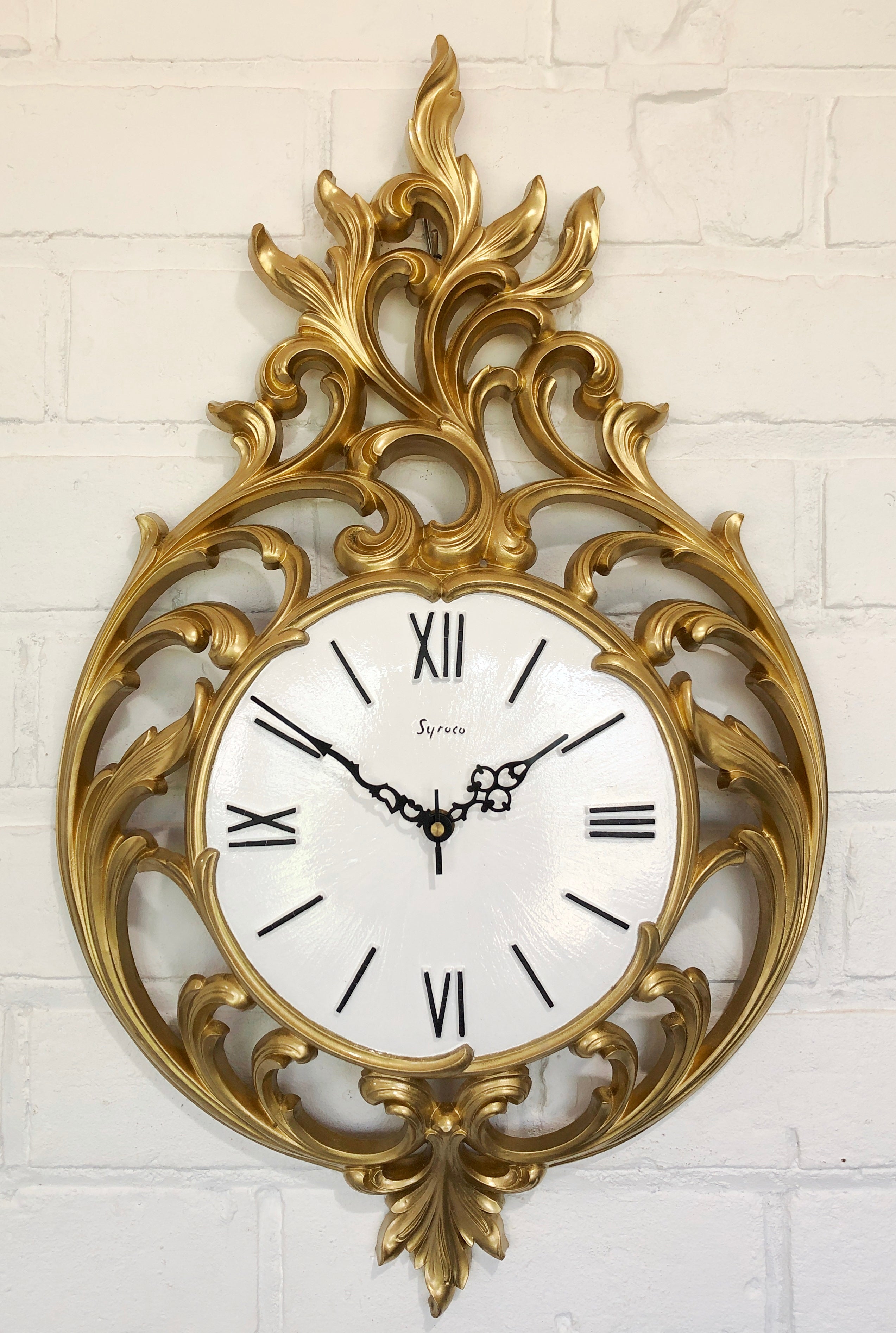 Vintage SYROCO Ornate Starburst Battery Wall Clock | eXibit collection