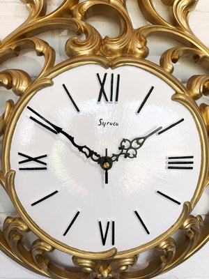 Vintage SYROCO Ornate Starburst Battery Wall Clock | eXibit collection