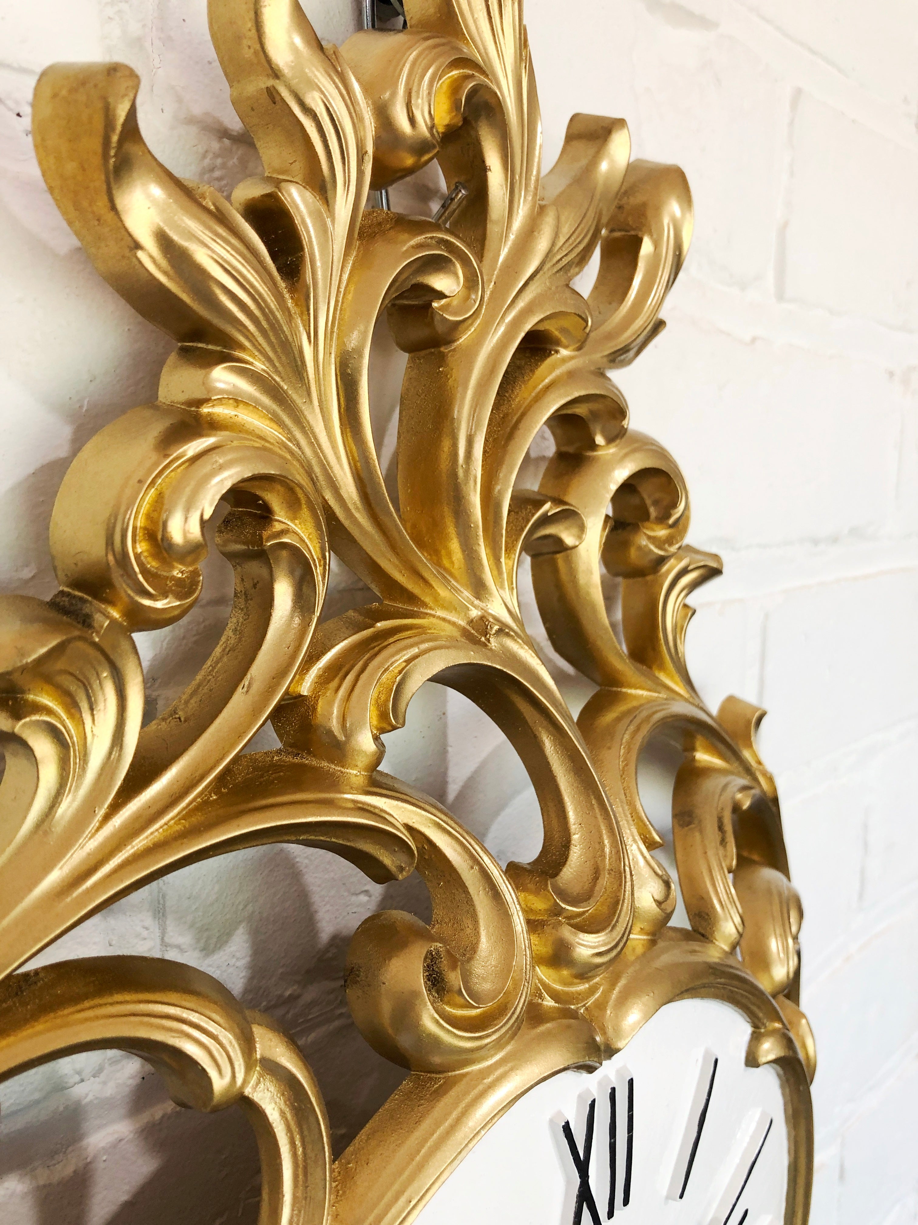 Vintage SYROCO Ornate Starburst Battery Wall Clock | eXibit collection