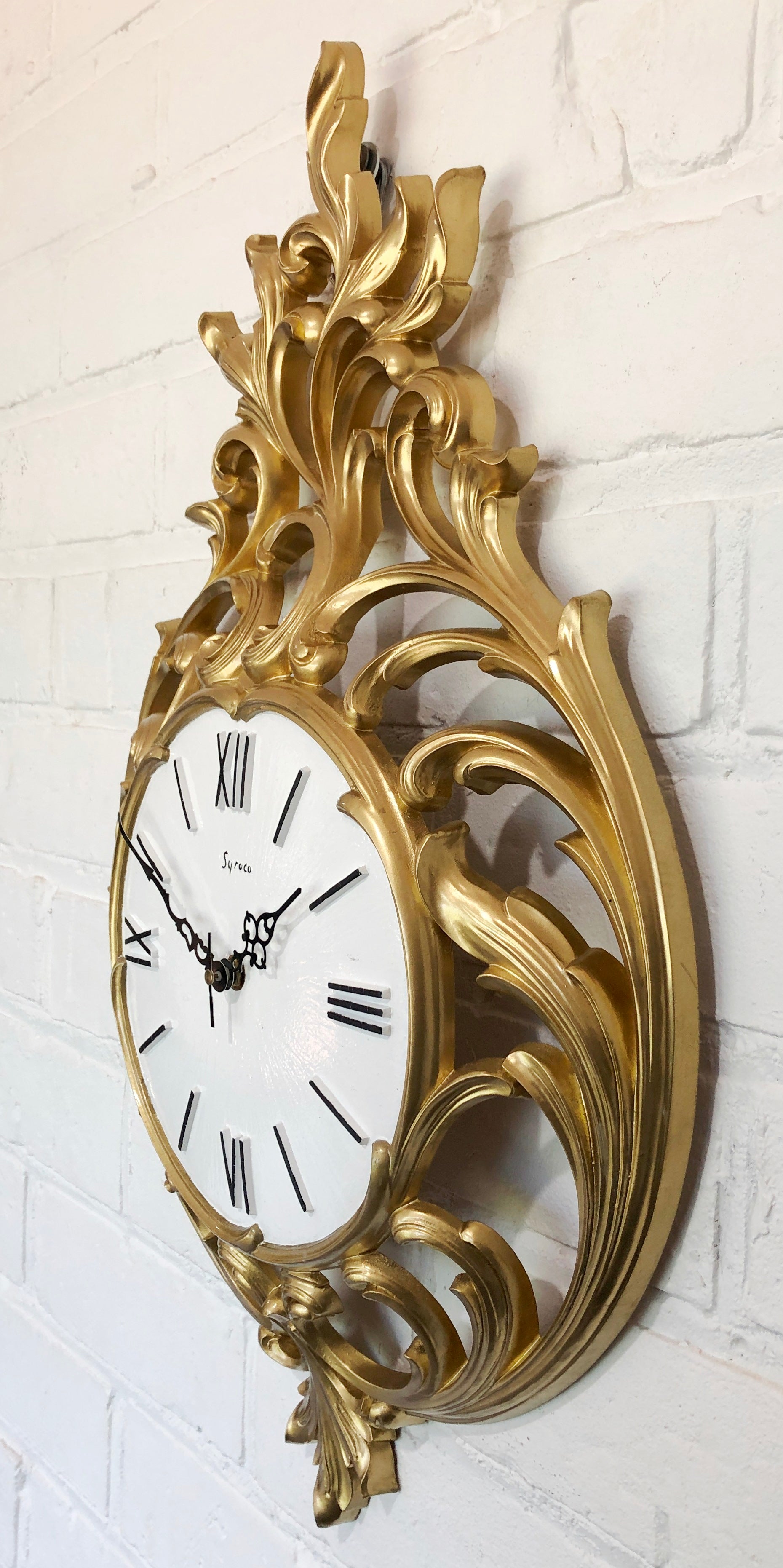 Vintage SYROCO Ornate Starburst Battery Wall Clock | eXibit collection