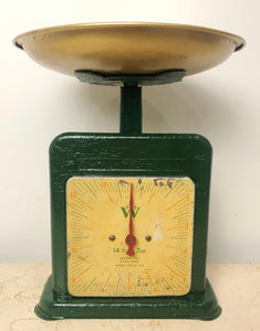 Vintage PS & W Green Kitchen Scale | eXibit collection