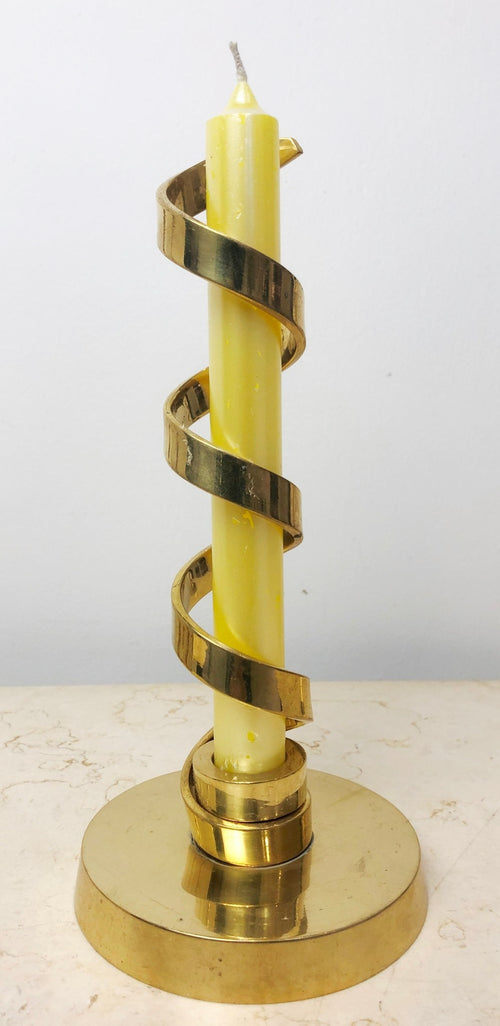 Vintage Brass Spiral Skeleton Candle Holder | Adelaide Clocks