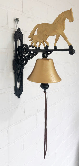 Vintage Cast Iron Wall Mount Horse Bell | eXibit collection