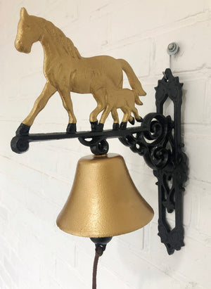 Vintage Cast Iron Wall Mount Horse Bell | eXibit collection