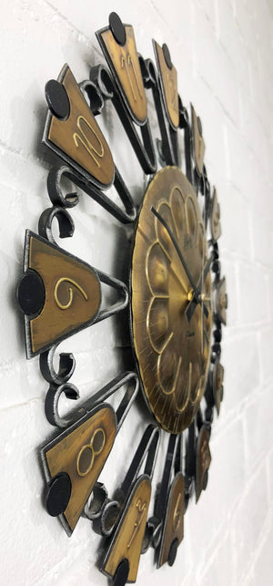 Vintage SCHATZ Elexacta Starburst Metal Battery Wall Clock | eXibit collection