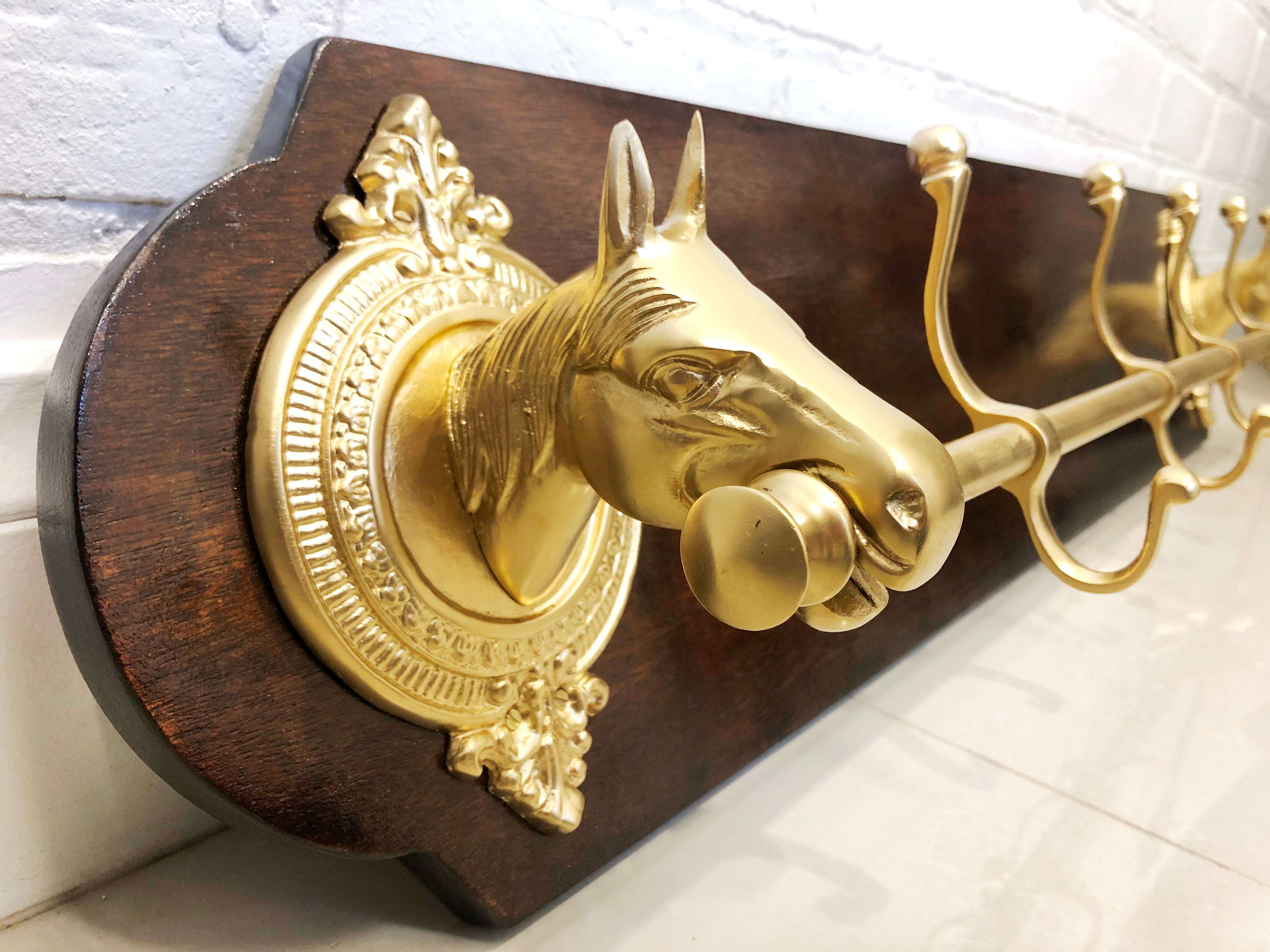 Vintage BRASS Horse Head Wall Hanging Coat/Hat Rack | eXibit collection